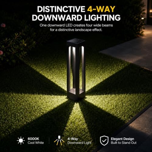 Outdoor Solar Pathway Lights, Modern Landscape Floor Lamps, 4-Pack - Image 2