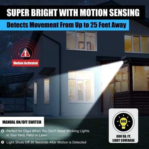 Bell+Howell Bionic Spotlight LED Solar Lights Solar-Powered Spot Light with 25 Feet Motion Sensor Outdoor Waterproof Frost Resistant Yard Outdoor Lighting As Seen On TV (Original, Set of 2) - Image 5