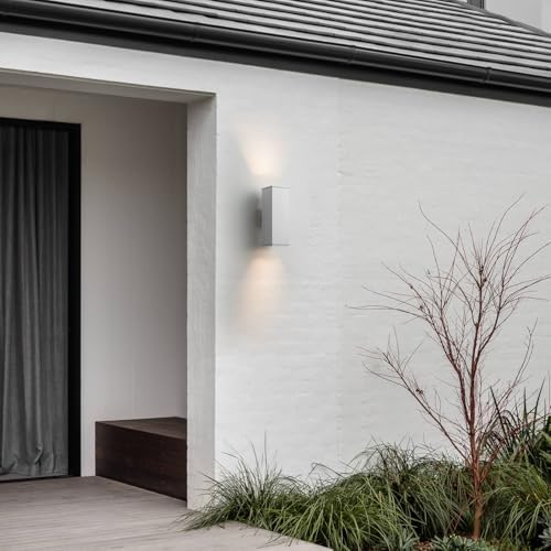 mirrea 14" Modern Outdoor Porch Light in 2 Lights, Matte White, 2 Pack - Image 4