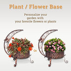 36" Metal Bird Baths with Flower Planter Pedestal Vintage Antique Copper - Image 5