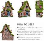 ASAWASA Resin Fairy House Statues with Solar Powered Lights, Funny Garden Sculptures with Flocked and Cobblestone Decor, Exquisite Garden Cottage Figurines - Image 6