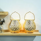 TRIROCKS Set of 2 Moroccan Decorative Lamps 8'' High Cordless Lamp Metal Table Lamps with Fairy Lights Bulb for Home Living Room Garden Yard Party Events Tabletop Indoor Outdoor(Gold) - Image 7
