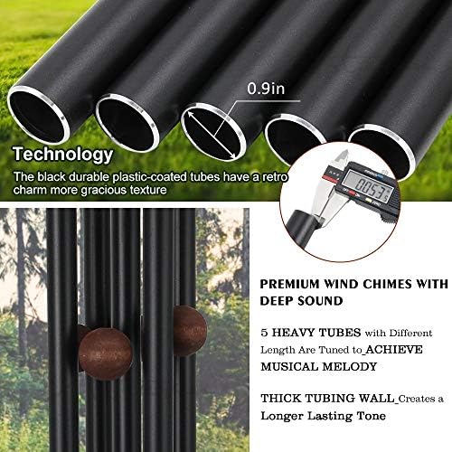 Astarin Wind Chimes Outdoor Deep Tone, Memorial Wind Chimes Outdoor, Gifts for Housewarming/ Mother Day/ Christmas, Outdoor Decor for Patio, Garden, Yard, Home (36 Inch Black Wind Chime) - Image 4