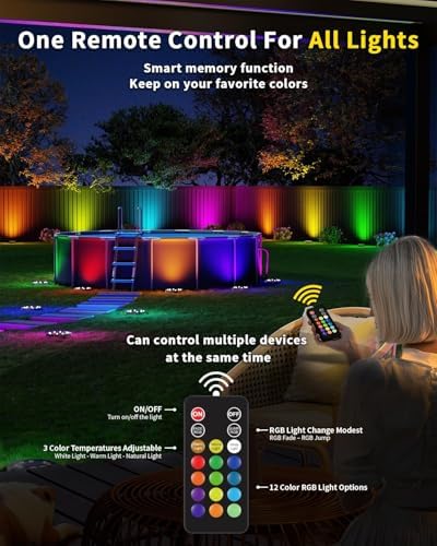 4 Pack Color Changing Solar Ground Lights Outdoor, IP67 Waterproof - Image 2