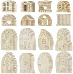 128 Pcs Fairy Doors, 16 Styles Wooden Miniature Garden Door Unfinished DIY Blank Windows for Miniature Fairy Room Decorations by GOMAKERER