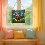 Swinging Garden Gnome Stained Glass Suncatcher – Square Hanging Window Panel for Home or Greenhouse – Whimsical Glass Art Gift for Garden Lovers, Christmas, Halloween, Father Days 5tGEG5 - Image 5
