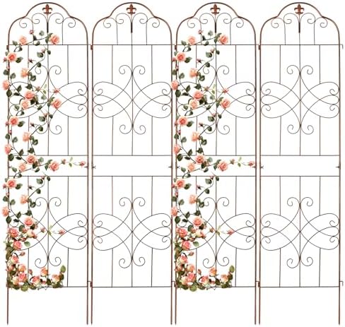 hogardeck 4 Packs 84 * 19 inch Metal Garden Trellis for Climbing Plants Outdoor,Heavy Duty,Coating Rustproof Trellis for Rose, Vegetable, Flowers, Expandable,Perfect for Training Climbing Plants by HOGARDECK