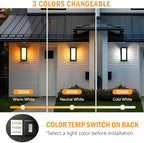 wowlite Exterior Lighting Fixtures, 3CCT LED Outdoor Wall Sconce, Black - Image 2