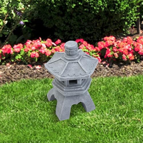 Solar Pagoda Garden Statue, Resin Outdoor Lantern with Auto Light(Dome) - Image 5