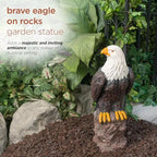 Alpine Corporation JUM582 27" Majestic Eagle on Rocks Garden Statue – Indoor Outdoor Patriotic Bird Sculpture, Durable Weather-Resistant MGO for Yard, Patio, Deck, Porch or Pathway - Image 6