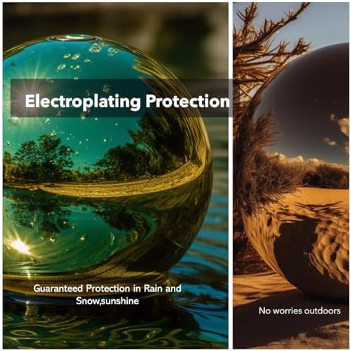 10 Inch Stainless Steel Gazing Globe,v2croft Hollow Ball Mirrored Surface Polished Shiny Sphere,Garden Stainless Steel Gazing Ball for Outdoor Lawn Pond Yard Ornament(Gold) - Image 5