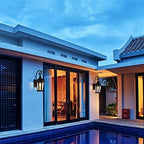 Black Outdoor Wall Lantern, Large Outdoor Porch Light Fixtures - Image 2