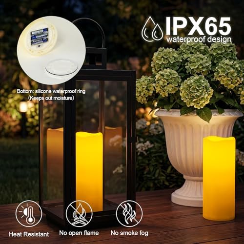 5plots Large Waterproof Flameless Candles 4"x10" Ivory LED Pillar Set of 2 - Image 3
