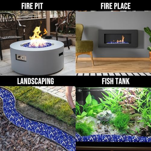 Skyflame 1/4-Inch Cobalt Blue Reflective Fire Glass for Fire Pit Fireplace - Image 6