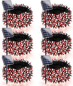 Solar Christmas Lights Outdoor, 6 Pack Solar String Lights Red and White by SANJICHA