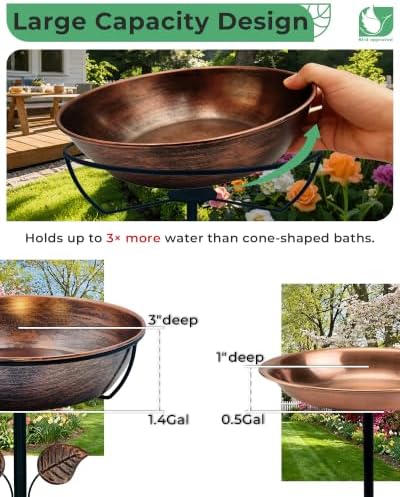 13" Metal Bird Bath for Outside 3" Deep Removable Bowl with Stake - Image 2