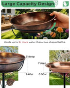 13" Metal Bird Bath for Outside 3" Deep Removable Bowl with Stake - Image 2
