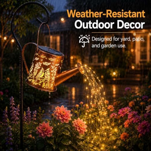 Solar Watering Can Light, LED String Lantern, Cardinal Outdoor Garden Decor - Image 5