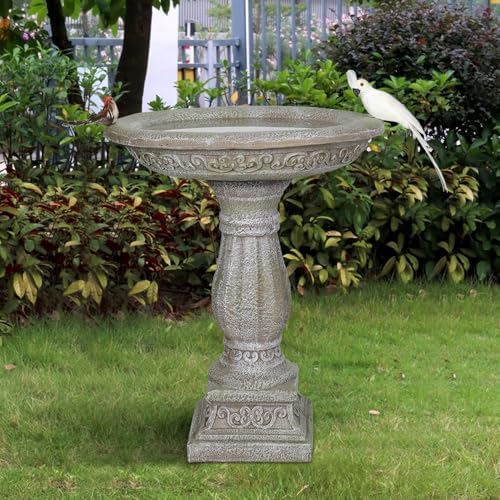 20”Dia.X 23.8”Tall Outdoor Birdbath with Pedestal - Modern Garden Birdbaths Outdoor Decor for Bird Spa & Birdfeeder, Floor Bird Baths for Garden Patio, Yard, Lawn by Unknown