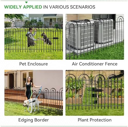 10 Panels Garden Fence, 42in(H)×21.6ft(L) Tall No Dig Fence Animal Barrier, Heavy Duty Metal Tube Decorative Garden Edging Border, Ground Defense Temporary Fencing for Outdoor Yard, Black - Image 6