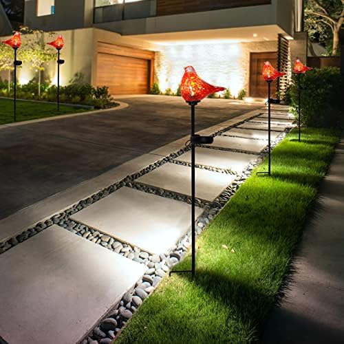 Solar Garden Stake, Hand-Blown Glass Cardinal Light Outdoor Garden Decor - Image 5
