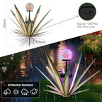 2Pack Metal Agave Rustic Sculpture Yard Decor with Solar Mosaic Light, 21Inches Height Hand Painted Metal Tequila Garden Statue Green - Image 2