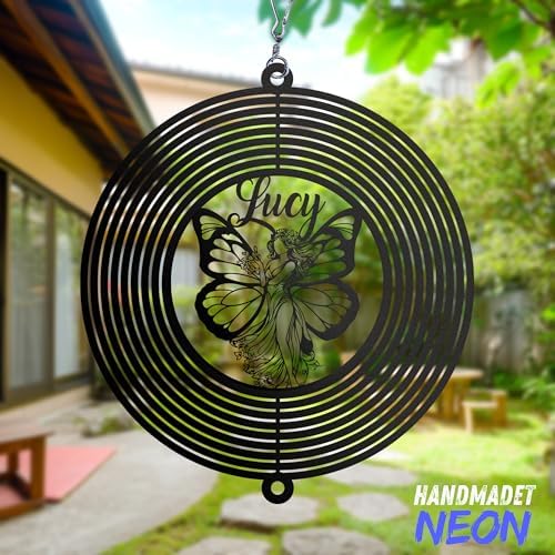 Personalized Wind Spinner Sublimation Hummingbird Custom Name Flowers Metal Art Laser Cut Design 3D Decor for Garden Yard Outdoor Indoor Lawn Patio Porch Birds Lover Presents (Fairy) - Image 6