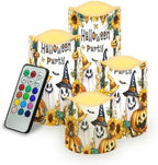 Ghost Jack O Lantern Flameless Candles with Remote Color Changing Pillar Candles Battery Operated Tea Light for Halloween Party Decor Led Electric Candles Outdoor Home Decorations by Uorisanigo