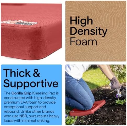 GORILLA GRIP® Extra Thick Foam Kneeling Pad for Gardening, 17.5x11 Red - Image 3