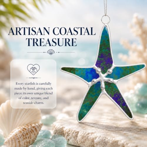 Stained Glass Black Pearl Starfish Suncatcher 5pk, 3in Home Decor, Mom Gift - Image 5