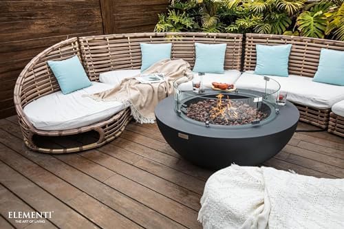 Elementi Lunar Bowl Cast Concrete Fire Table Bundle, Outdoor Fire Pit Fire Table Patio Furniture, Dark Gray (Natural Gas) - Image 5