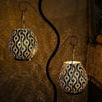 TRIROCKS Set of 2 Moroccan Decorative Lamps 8'' High Cordless Lamp Metal Table Lamps with Fairy Lights Bulb for Home Living Room Garden Yard Party Events Tabletop Indoor Outdoor(Gold) - Image 6