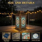 Stained Glass Style Solar Lantern Outdoor Garden Hanging Lantern Stained Glass Sunflower Soft Spring Hues Intricate Border Waterproof Solar Powered Lighting Outside Table Lamp for Patio Deck Yard - Image 2