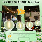 Outdoor String Lights Waterproof 30FT (1FT Bulbs Apart) Remote for Patio - Image 2