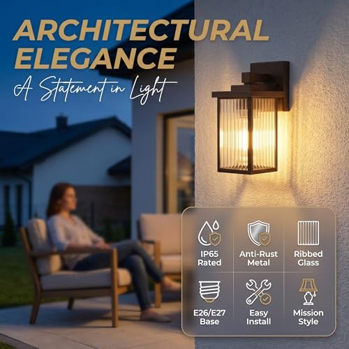 2 Pack Bronze Porch Light, Rust-Resistant Outdoor Wall Light - Image 2