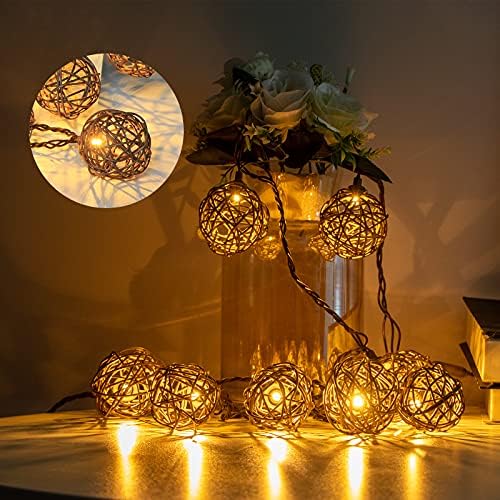 Vigdur Patio String Lights, 10FT Rattan Lantern String Lights Plug in by Vigdur