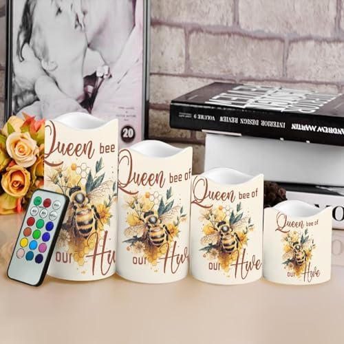 Cute Pattern Flameless Candles LED Pillar Candles Battery Operated Candles with Remote and Timers Color Changing Electric Fake Plastic Candles Mothers Day Decor - Image 4