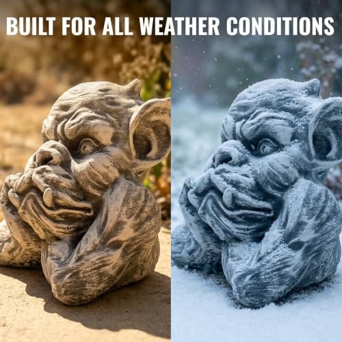 OLOMA Gothic Gargoyle Garden Statue Concrete Handmade Garden Sculpture Outdoor Lawn Decor Patio Yard Ornament Weather Resistant Cement Demon Figurine Mystery Lovers Gift - Image 6