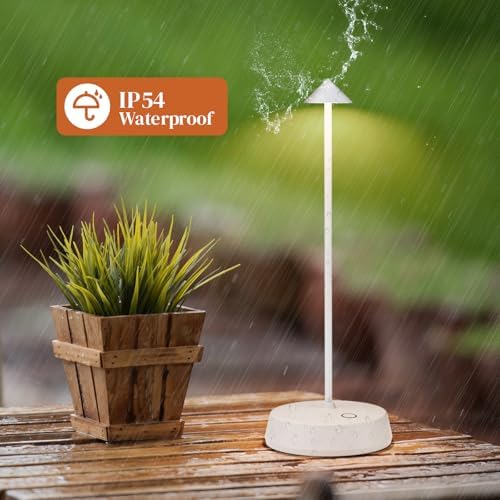 Cordless Table Lamp Rechargeable, Battery Operated 6000mAh Desk Lamp Touch Dimmable Lamp Outdoor Waterproof Portable Wireless Table Light, Small Table Lamp for Restaurant Bar/Outdoor(White-2PC) - Image 7