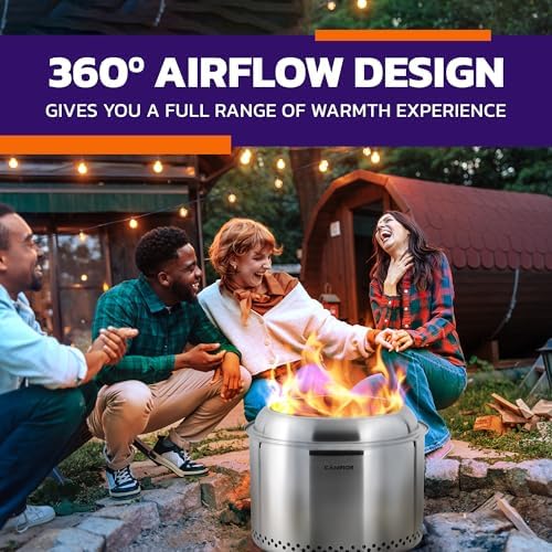 CAMPIOR Large Wood Burning Fire Pit Stove - Smokeless Outdoor Stove for Efficient Wood Fires, Camping, Cooking, and Garden Gatherings, Durable Stainless Steel with Removable Ash Pan, 20.94 lbs - Image 7