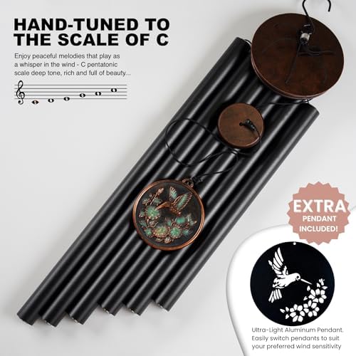 Vanquer Large Wind Chimes for Outside Deep Tone - 46'' Wind Chimes Outdoor Clearance, Windchimes Outdoors, Hummingbird Wind Chime,Sympathy Gift, Patio, Home Décor, Vintage Black (46" Hummingbird) - Image 5