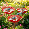 Metal Flower Garden Stakes Bird Bath Handmade, 2026 New Bird Bath for Garden Metal,Bee Bath with Flower Design, Bird Bees Bath Bowl for Outdoor Yard Decor (4pc) by Unknown