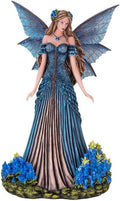 Pacific Giftware Lavender Fairy Figurine 16.54” Tall with Elegant Blue Wings and Floral Gown Exquisite Resin Fairy Statue for Indoor Home and Outdoor Garden Decor by PacificGiftware