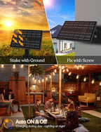 50ft Solar Outdoor String Lights with Remote - USB Rechargeable Solar Powered Outdoor Patio Lights, Larger 1.5W Solar Panel, Timer, Dimmable Shatterproof ST38 Bulbs for Backyard, Garden, Pool - Image 6