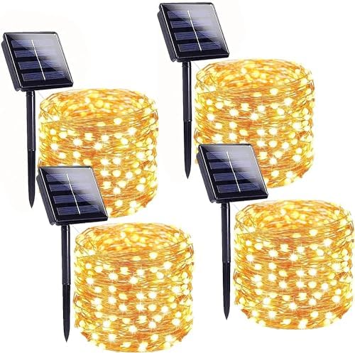 Solar String Lights Outdoor, 4Pack 400LED 160FT Fairy Lights Warm White by BHCLIGHT