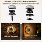 Real Glass Solar Ground Lights, Stake or Wall Mount 2-in-1, 4 Pack - Image 3