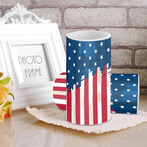 The Stars and Stripes Battery Operated Flameless Candles with Color Changing Timer Remote Control LED Candles Flickering for 4th of July American Flag Patriotic Decorations - Image 2