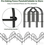 AMAGABELI 35 Panels 18in(H)×50ft(L) Decorative Garden Fence No Dig Rustproof Metal Pre-Linking Fence Panels Garden Edging Border Animal Barrier Fencing for Flower Beds Yard Patio Outdoor Decor Black - Image 2