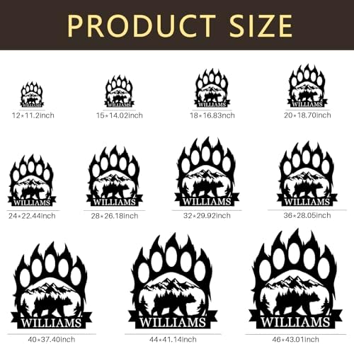 Personalized Bear Paw Metal Wall Decor, Rustic Forest Bear Wilderness Sign, Forest for Living Room Indoor Decor, Rustic Cabin Hunting Bear Paw Signs - Image 5