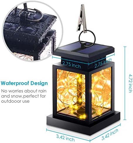 Solar Lanterns, Outdoor Waterproof Hanging Solar Lights, Outdoor Lanterns Solar Powered Outdoor Lamp 30 LEDs, for Patio Decor, Yard Decor, Garden Decorations (2 Pack) - Image 3